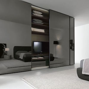 smoked custom made mirror and sliding robes